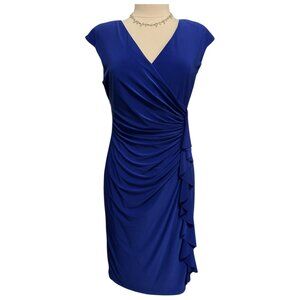 Slinky, draped, cobalt blue dress
